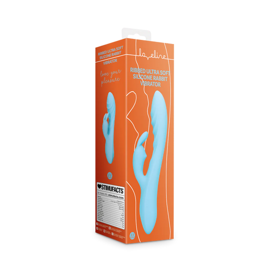 Loveline Gerippter ultraweicher Silikon-Kaninchen-Vibrator - Glacial Blue