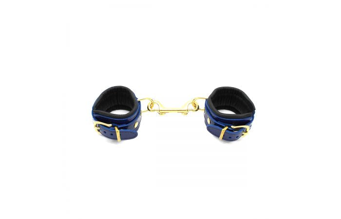 Blue Leather Handcuffs