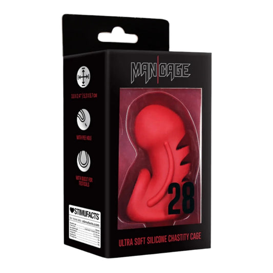 Model 28 - Ultra Soft Silicone Chastity Cage - Red