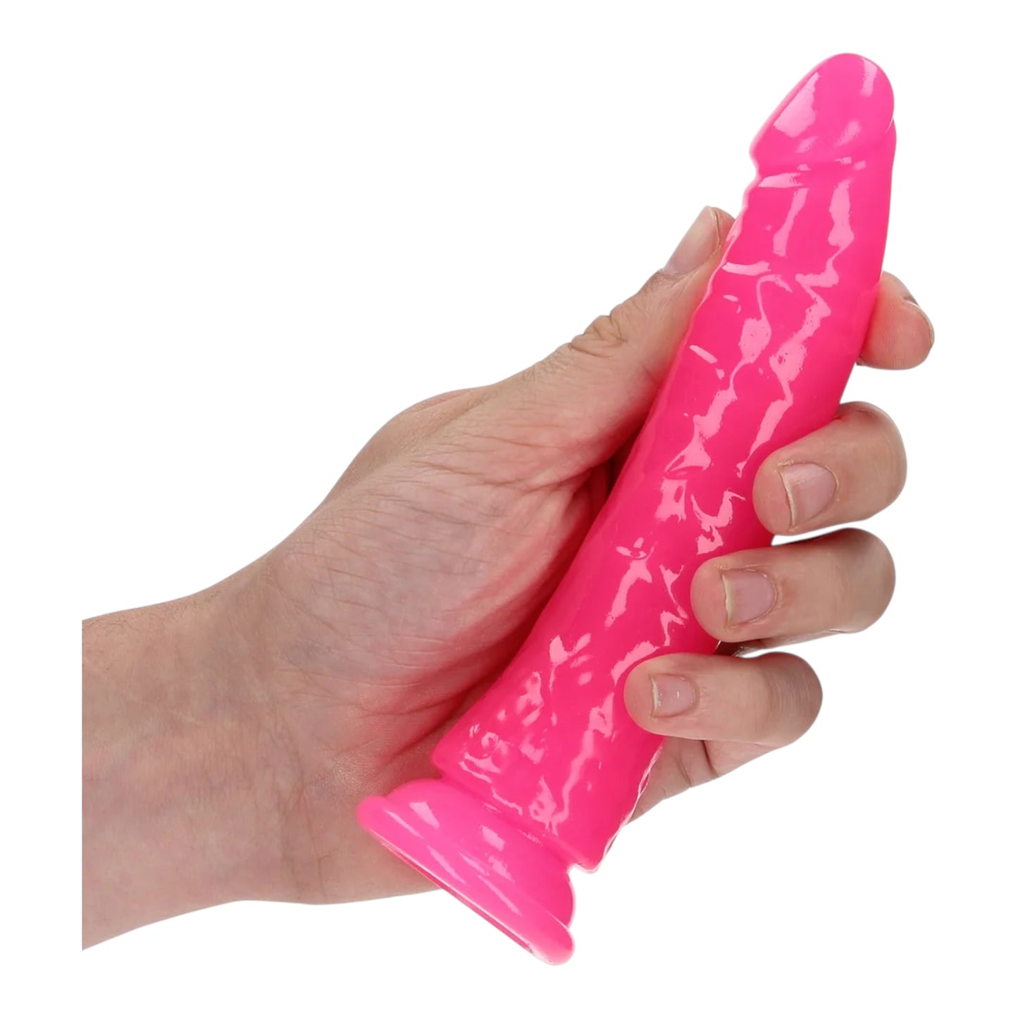 RealRock Slim Realistic Glow-in-the-Dark Dildo mit Saugnapf – Pink 15,5 cm