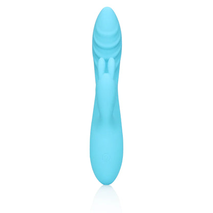 Loveline Gerippter ultraweicher Silikon-Kaninchen-Vibrator - Glacial Blue